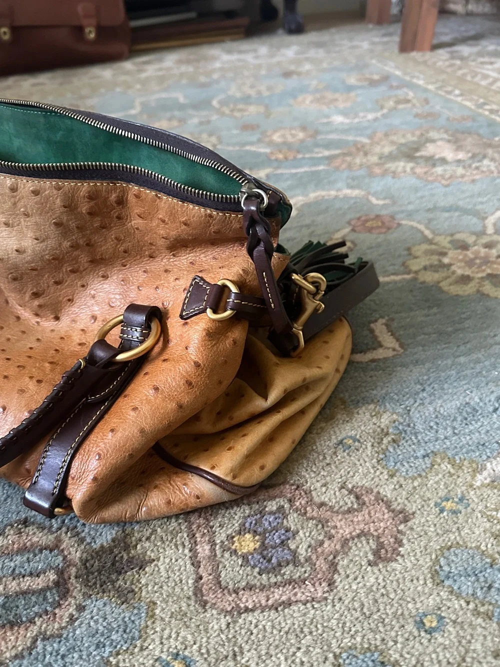 Dooney and Bourke Ostrich Embossed Leather Satchel